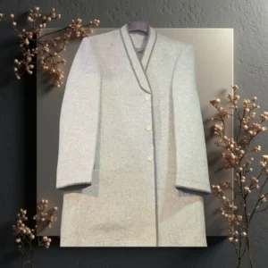 White handmade Chitrali wool cloak traditional long coat artisan crafted Chitral Pakistan natural organic winter wear