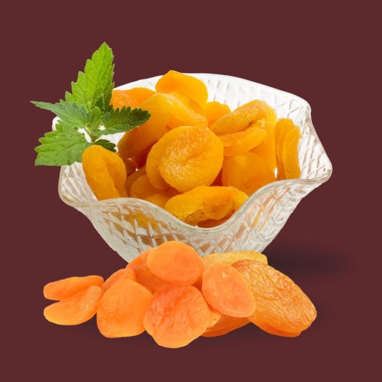 Kalash Organics Organic Seedless Apricots (Khubani)—golden sun-dried apricot slices in rustic wooden bowl, hand-picked from Chitral's mountain valleys, fair-trade and 100% organic