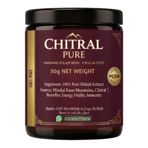 Chitral Pure 30g premium organic shilajit jar, PCSIR Peshawar certified